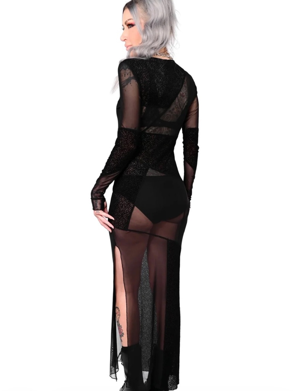 NWT Foxblood Sally long mesh patchwork dress goth 2XL - Picture 2 of 4